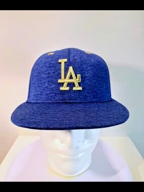 New Era Blue Snapback Hat with Gold LA Logo
